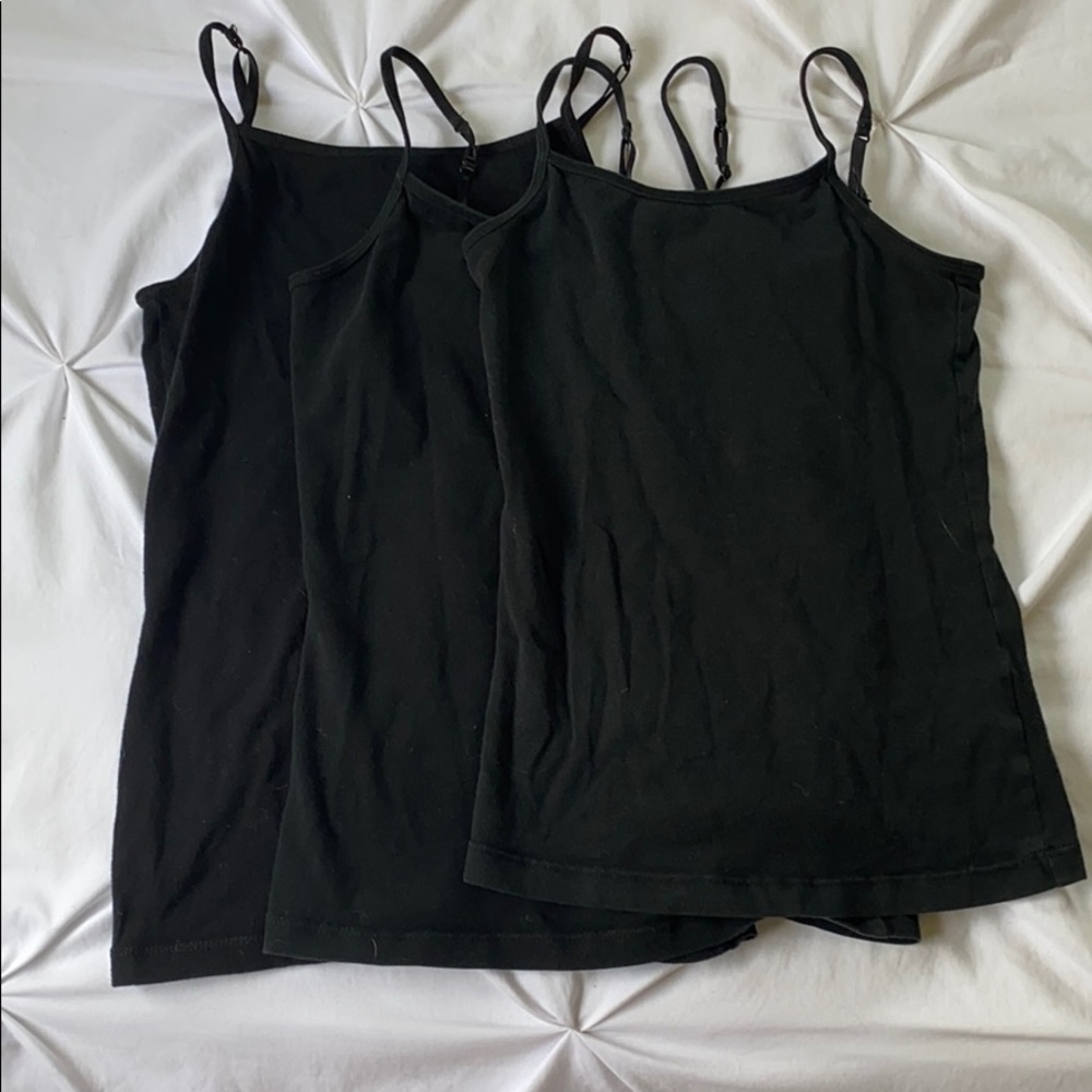 3 black tank tops